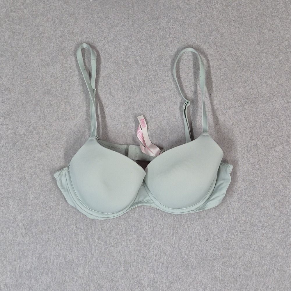 PINK Women Bra 36B Green T Shirt Underwired Strap Adjustable